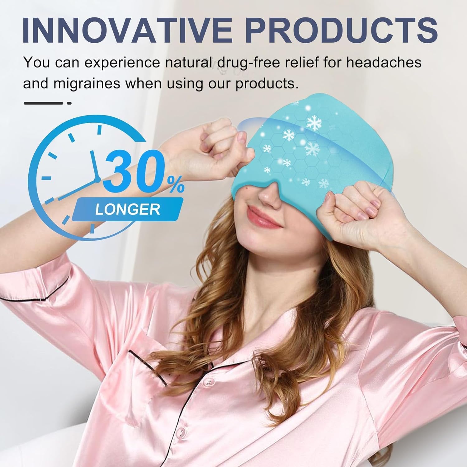 Migraine Relief Cap for Migraines, Headaches, Sinuses, Tension Relief Headache Relief Cap Hot and Cold Therapy Relaxing Thermax Migraine Cap, Migrane Relaxing Cap - Multicolor GenzVybs
