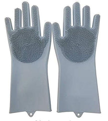 Buy 1 Get 1 - Magic Silicone Dish Washing Gloves, Silicon Cleaning Gloves, Silicon Hand Gloves for Kitchen Dishwashing and Pet Grooming, Great for Washing Dish, Car, Bathroom Multicolour, 1 Pair GenzVybs