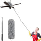 Upgraded Long Handle Microfiber Feather Ceiling Duster for Dust Cleaning Extendable Pole 30-100 Inch for Cleaning High Cobweb Stick High Ceiling Fan - Stainless Steel,Grey GenzVybs