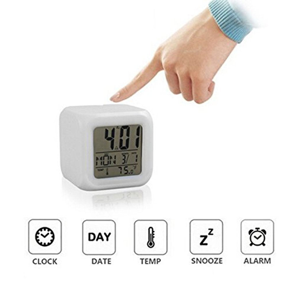 7 Colour Changing LED Digital Alarm Clock Table Watch Multicolour GenzVybs
