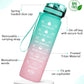 Motivational Fitness Sports Water Bottle Leakproof BPA-Free with Time Marker 1000 ml Bottle Pack of 2, Multicolor, Silicone GenzVybs