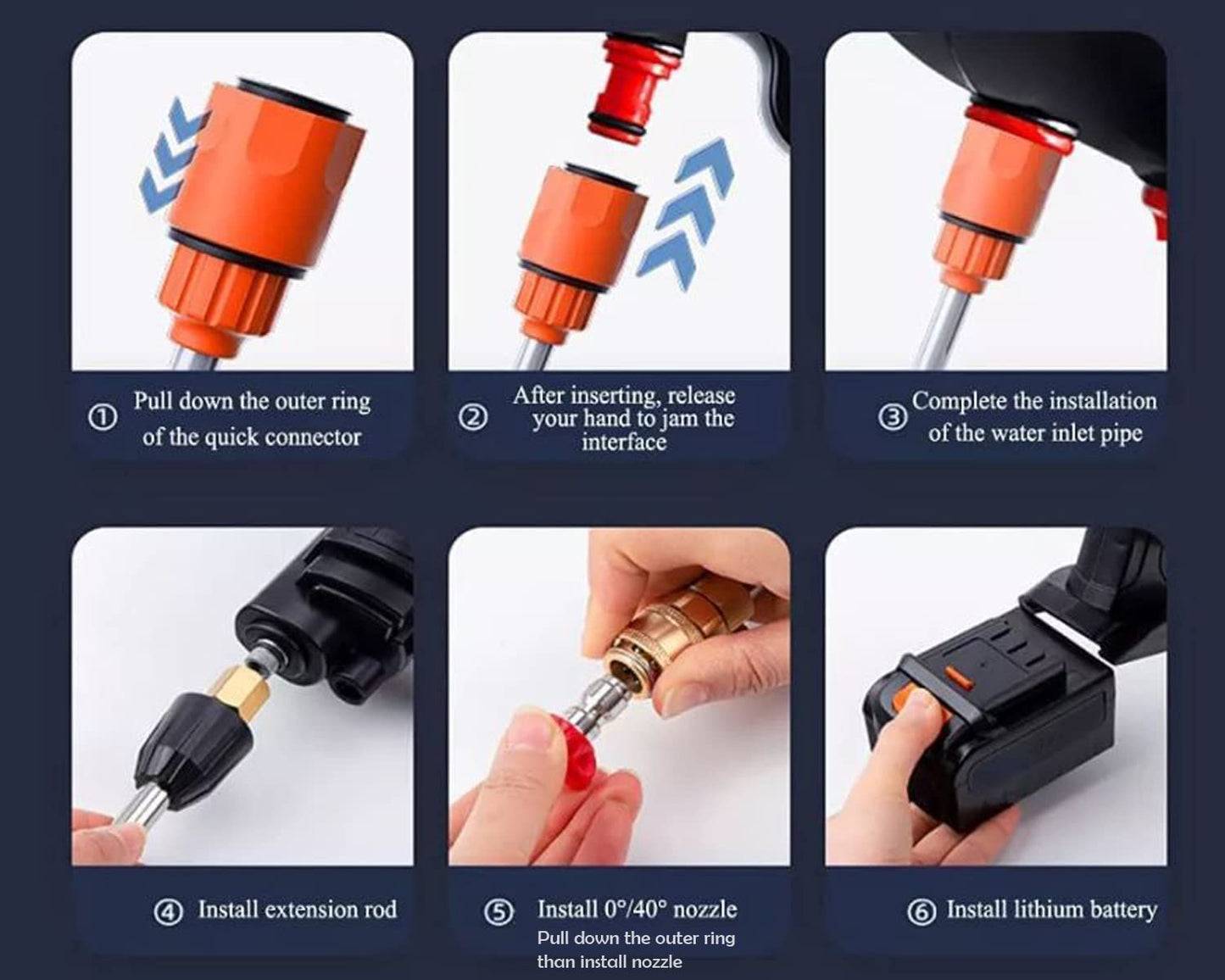 Cordless Car Washer High Pressure Gun - Car Washing 48V Rechargeable Electric Pressure Washer Gun Bike, Car Washing Pump, Portable Car Washer with Adjustable 3 in 1 Nozzle and 5M Pipe. Black GenzVybs