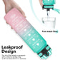 Motivational Fitness Sports Water Bottle Leakproof BPA-Free with Time Marker 1000 ml Bottle Pack of 2, Multicolor, Silicone GenzVybs