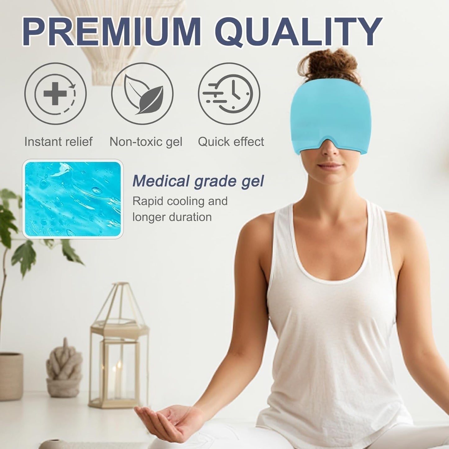 Migraine Relief Cap for Migraines, Headaches, Sinuses, Tension Relief Headache Relief Cap Hot and Cold Therapy Relaxing Thermax Migraine Cap, Migrane Relaxing Cap - Multicolor GenzVybs
