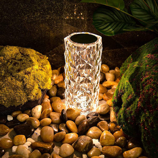 Crystal Table Lamp,3 Color Changing Rose Diamond Night Light, Led Usb Nightstand Lamp With Touch Control For Living Room Bedroom, Party Dinner Decorative Gift, White GenzVybs